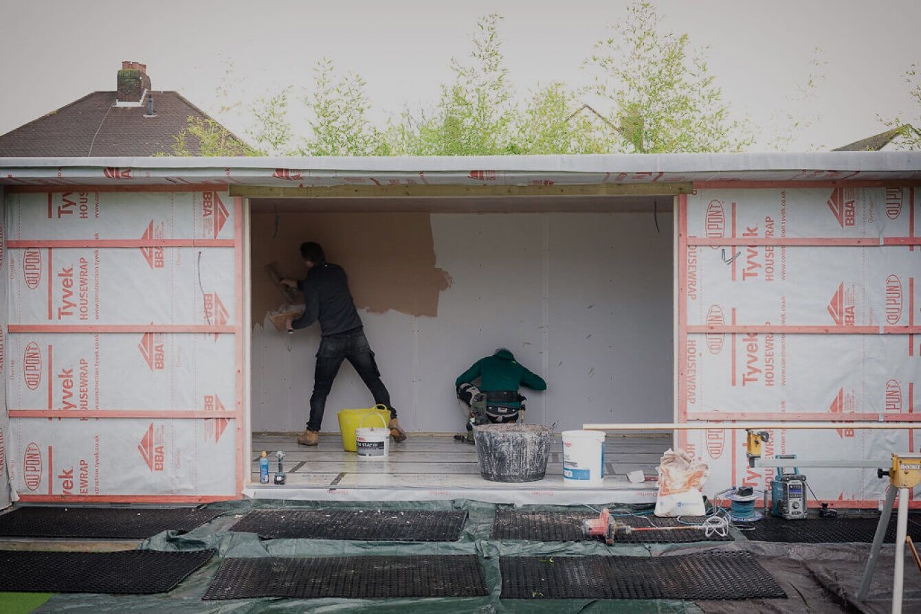 A Custom Garden Rooms team on site.
